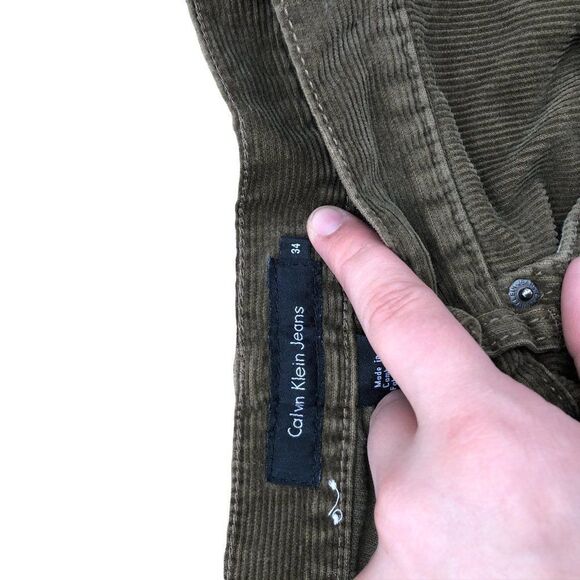 Calvin Klien Jeans Size 34 Corduroy Pants Green - Picture 6 of 12